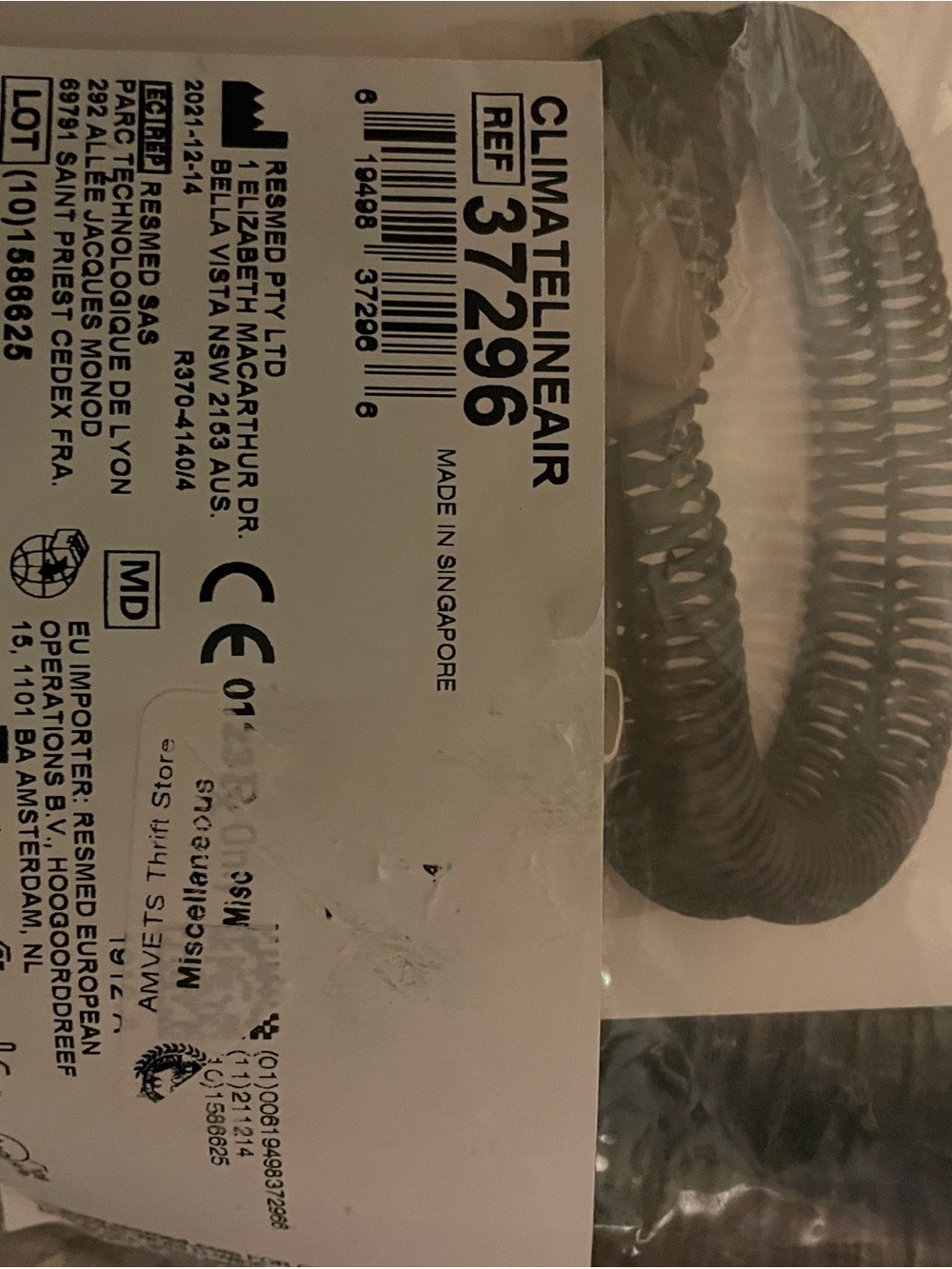 ResMed Black Spiral CPAP Tubing Hose - Picture 2 of 5
